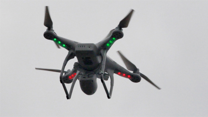 High-tech drone transmitter prepared for take off