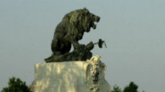 Bronzový lev na vozokanskom poli