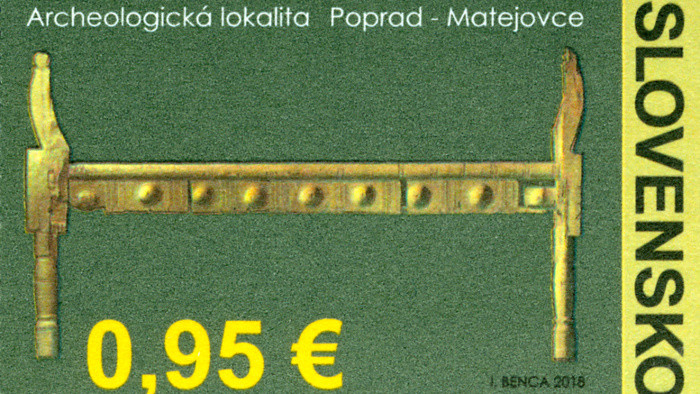 Fürstengrab aus Poprad-Matejovce auf einer Briefmarke 