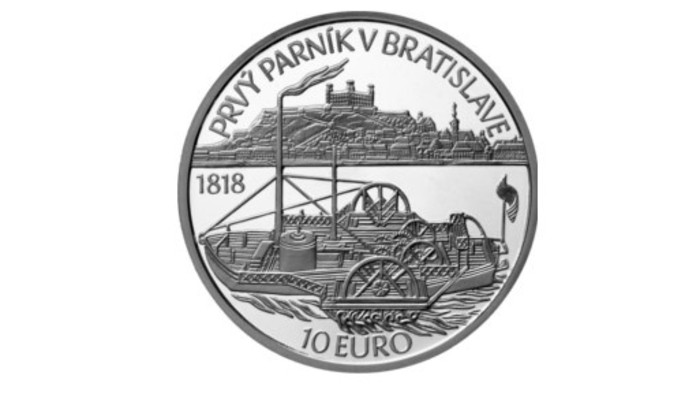 Erste Donau-Dampfschifffahrt auf Gedenkmünze