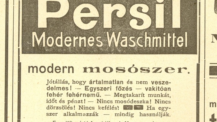 Jedna z prvých reklám na moderný prací prášok Persil z roku 1909..jpg