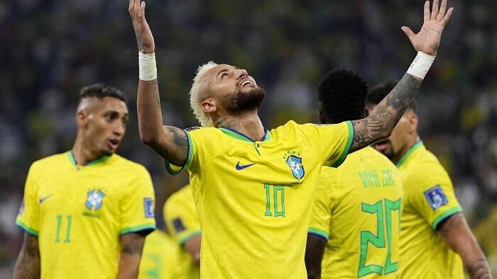 Neymar oslavuje gól proti Južnej Kórey